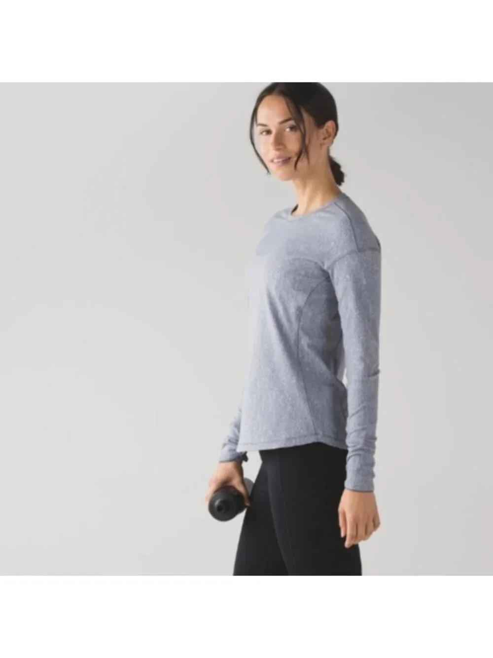 Lululemon Outrun Long Sleeve Running Luon Suited Jacquard Arctic Grey Ice Grey